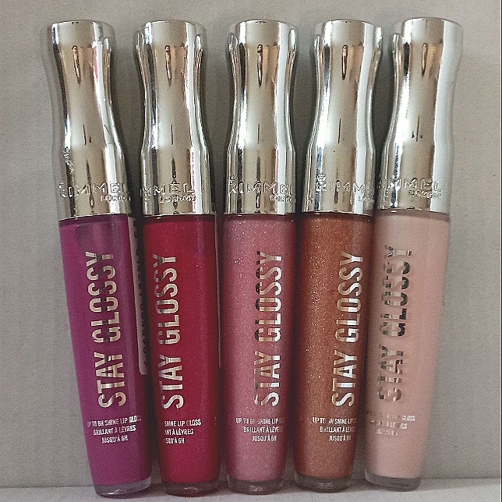 NWT Rimmel Lip Gloss Bundle *pop fizz pink* flower power* purple parlour*